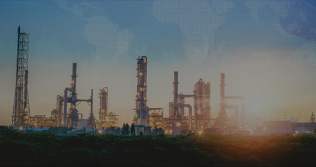 Industrial plant at dusk, for the manufacturing demo video